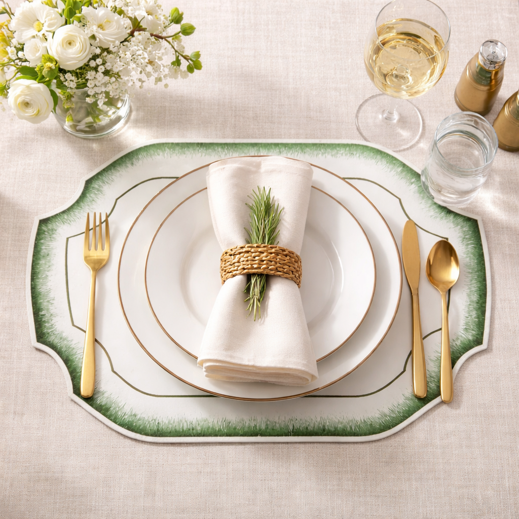 Green Embroidered Border 14"x20" Placemat