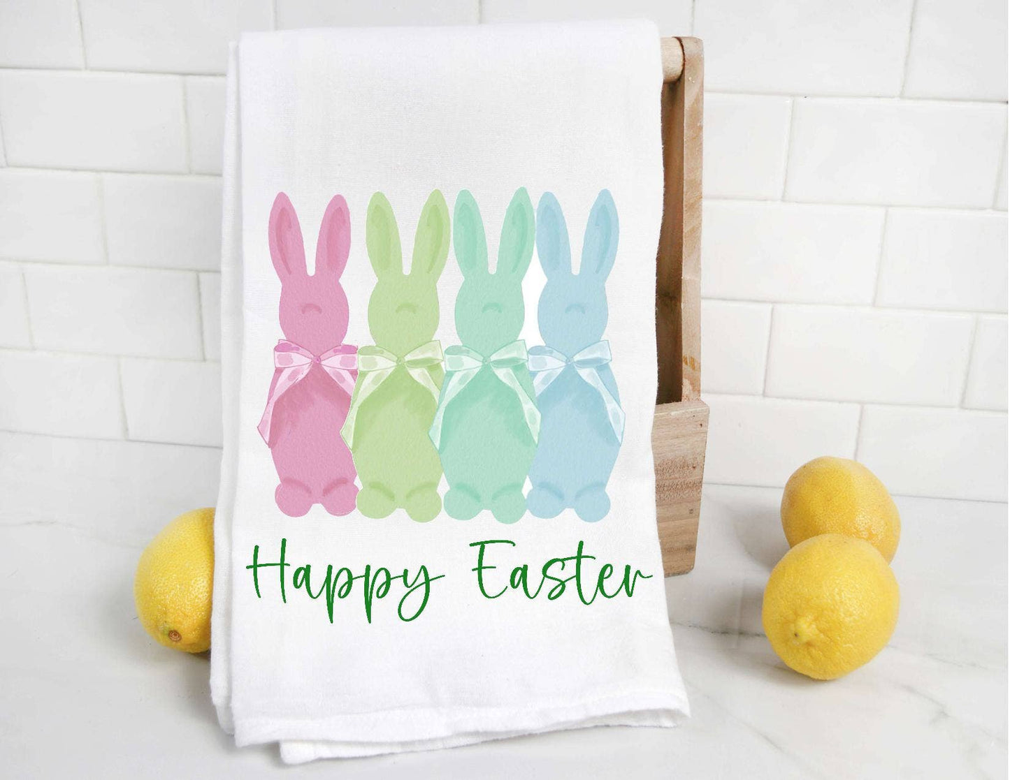 Personalized Flocked Easter Bunny Tea Towel