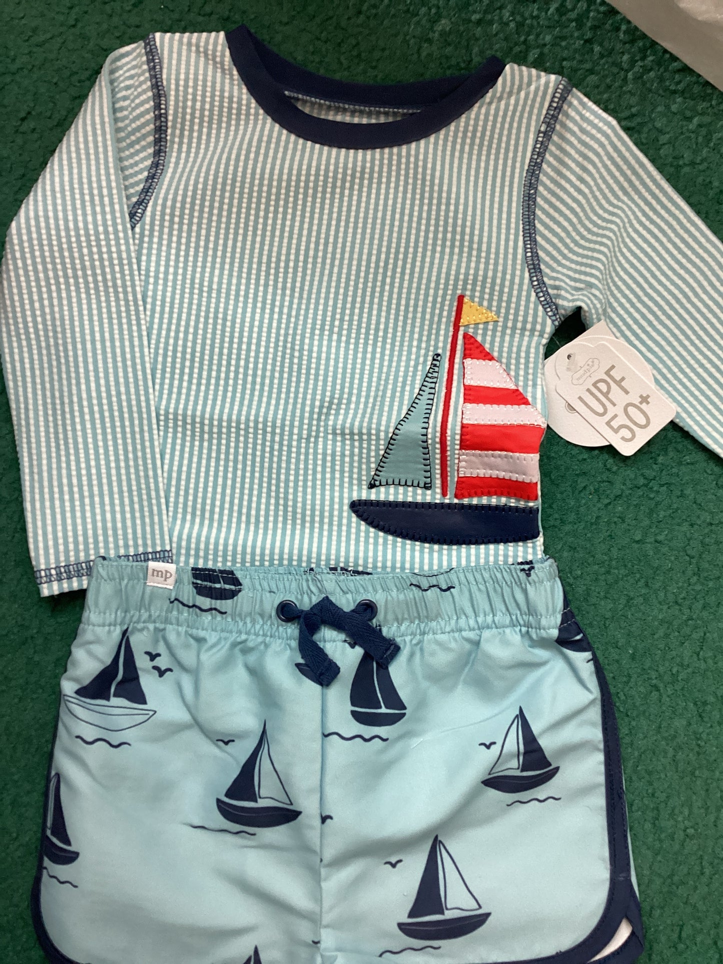 Sailboat Rash Guard & Swim Trunk Set