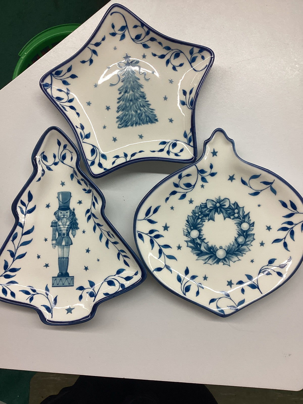 Blue and White Christmas Tidbit Dish