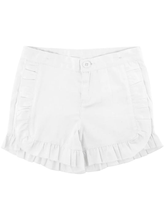 Ruffle Butts White Ruffle Trim Woven Kids Shorts