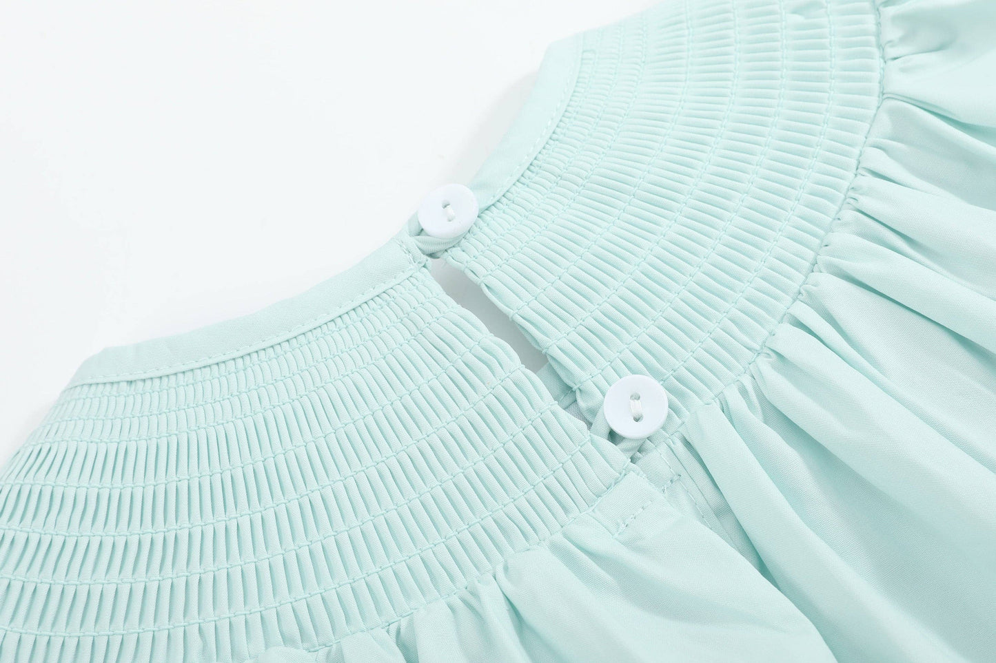 Misty Blue Easter Bunny Smocked Bishop Dress