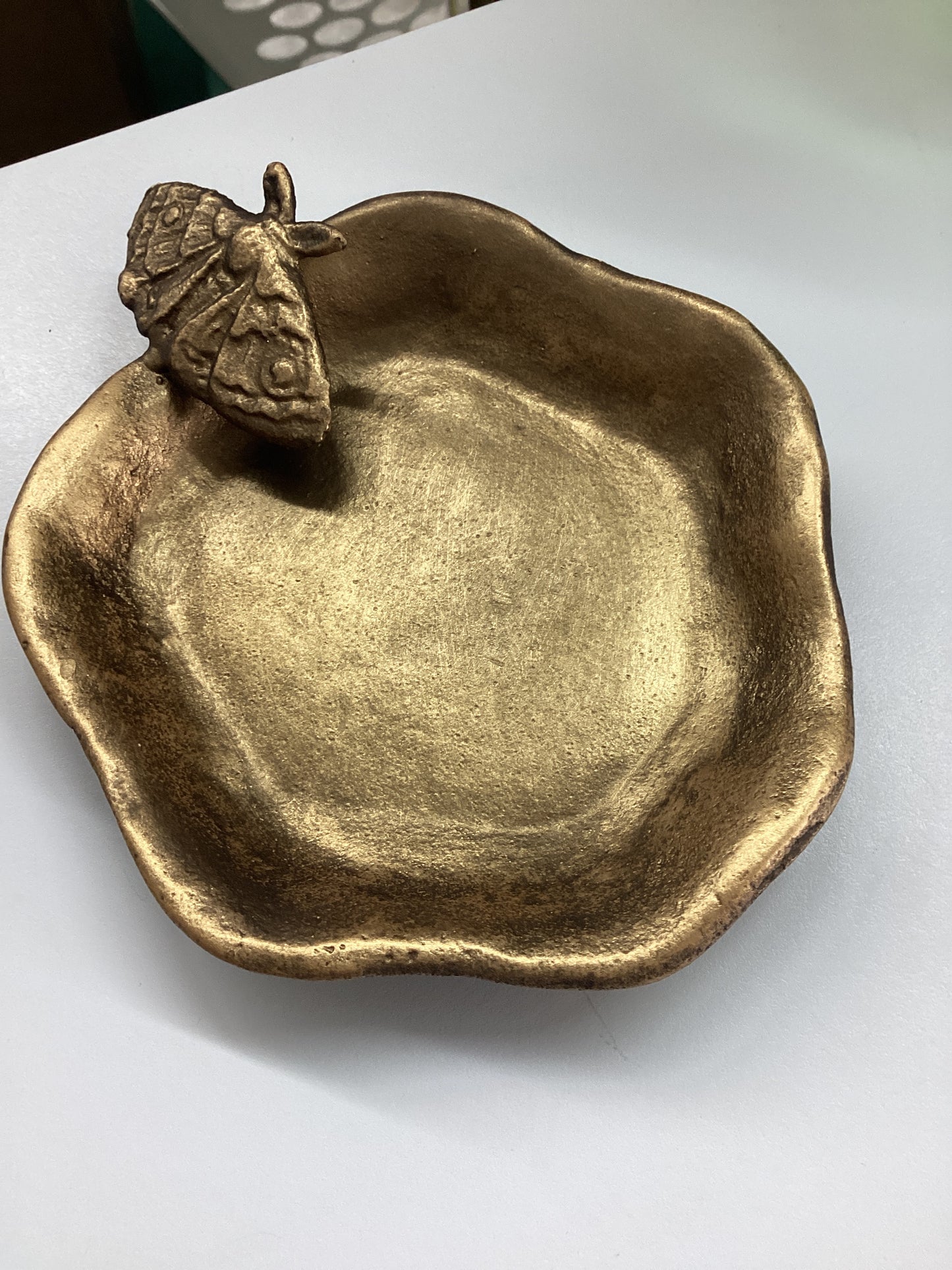 Brass Finish Butterfly Trinket Tray