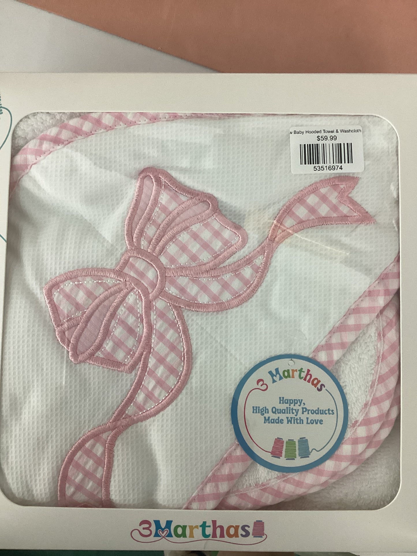 Bow Baby Hooded Towel & Washcloth Set