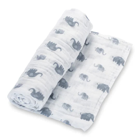 Lolly Banks Elephant Cotton Muslin Swaddle Blanket - McGough Twins