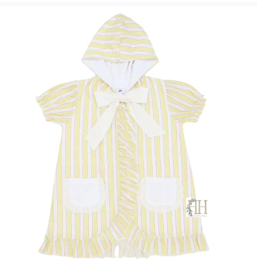 Hamner Hill Girls Yellow Striped Hooded Bow Coverup