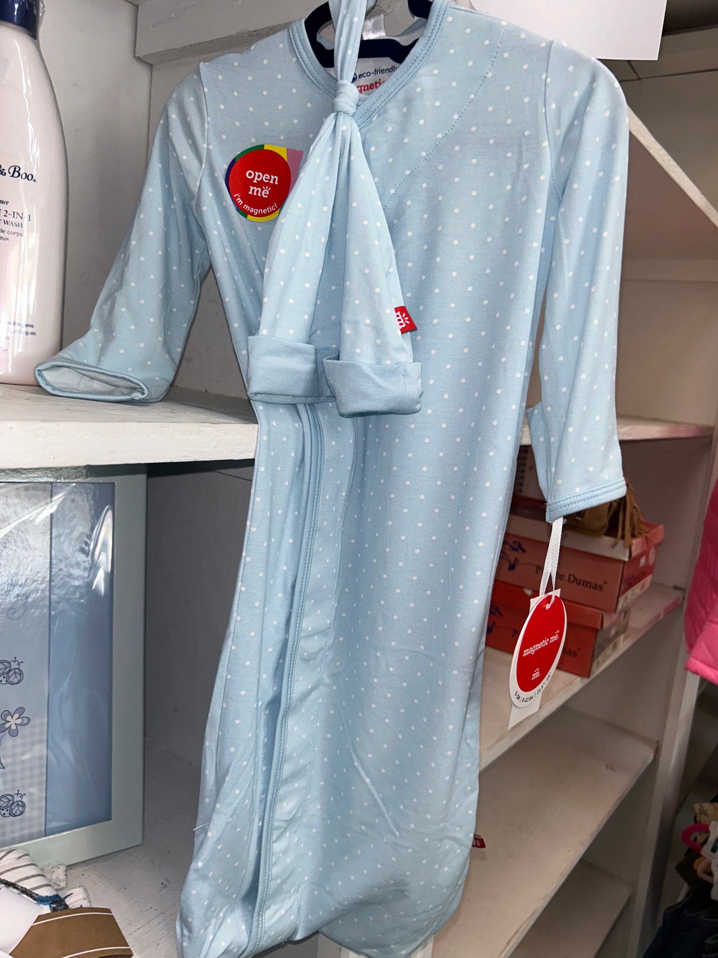 Magnetic Me Blue Dotted Gown & Hat set