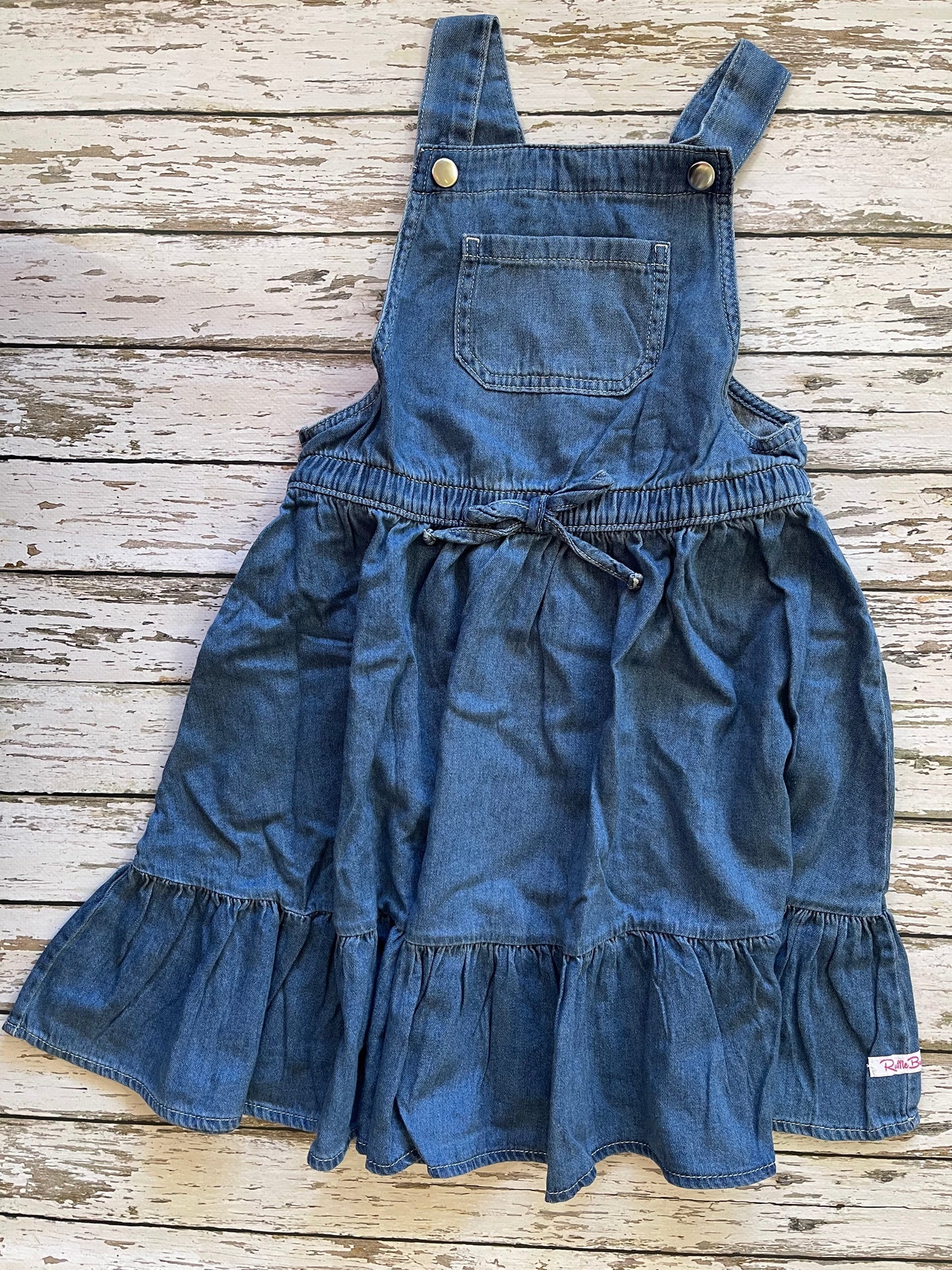 Ruffle Butts Light Wash Denim Overall Jumper Dress