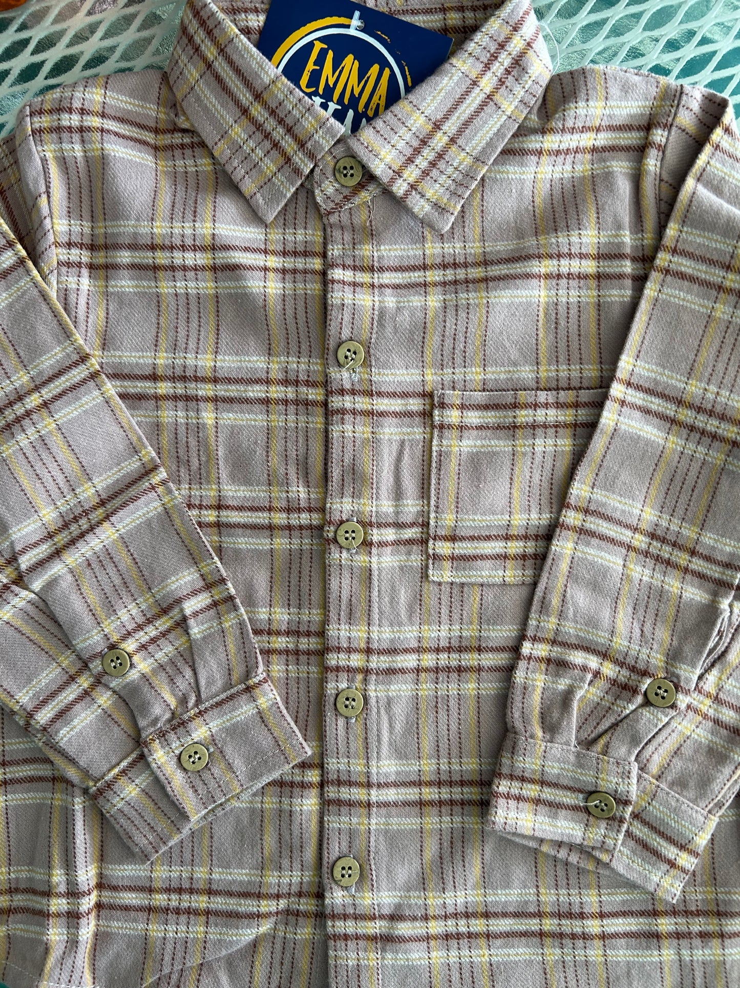 Emma Jean Kids Tan & Brown Flannel shirt