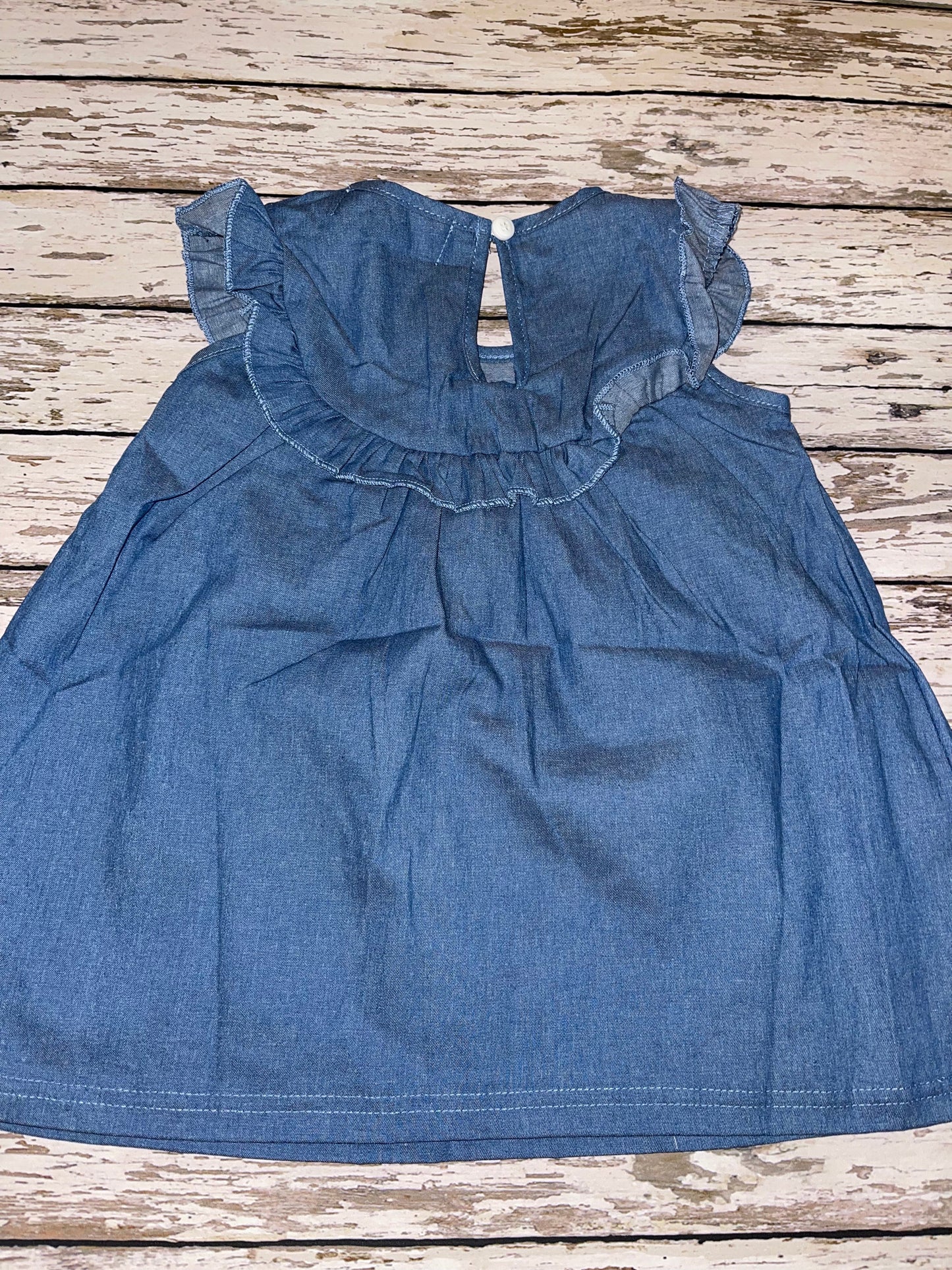 Adorable Sweetness Kids Jean Floral Ruffle Button Summer Two Piece Set