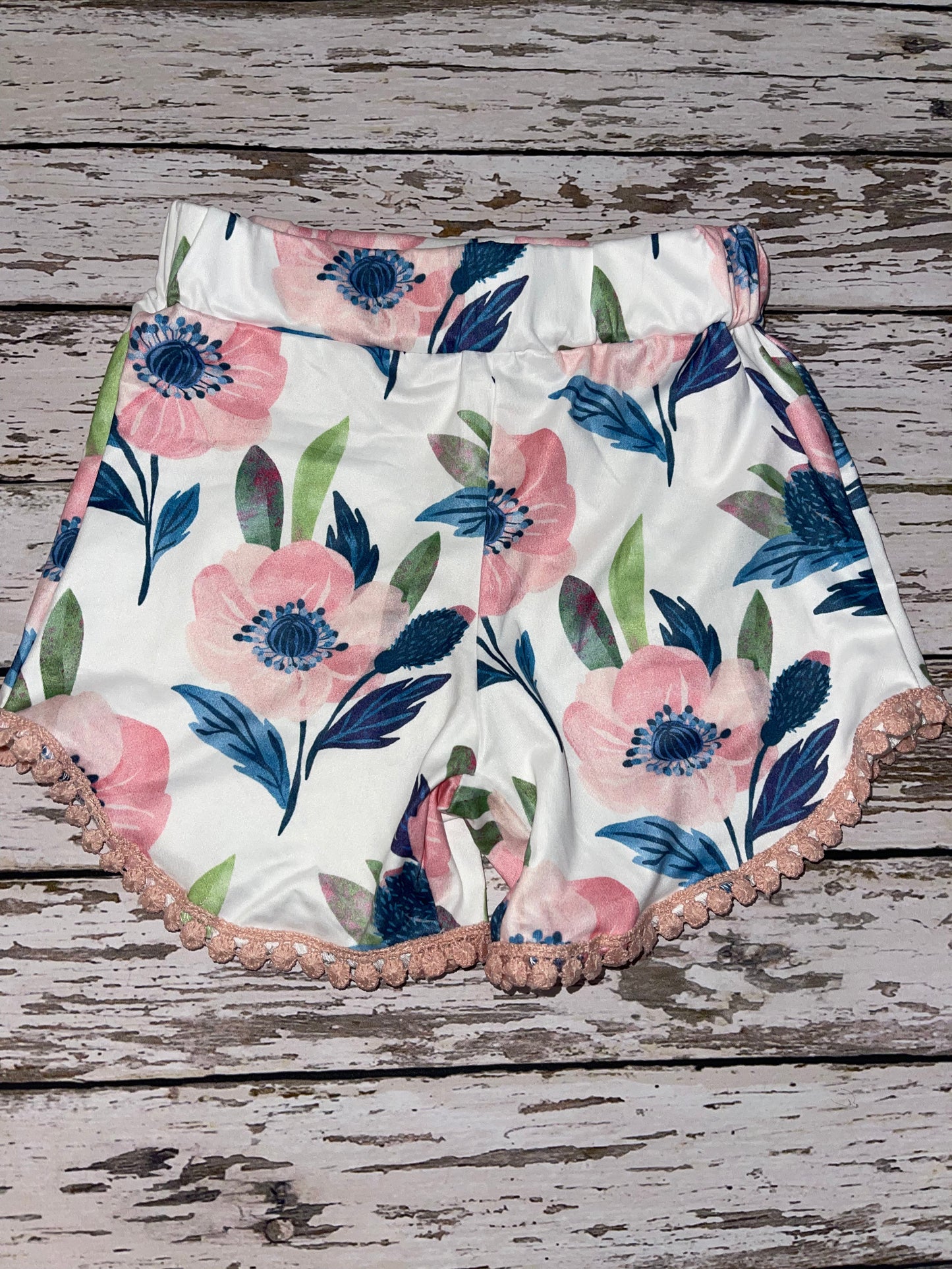 Adorable Sweetness Kids Jean Floral Ruffle Button Summer Two Piece Set