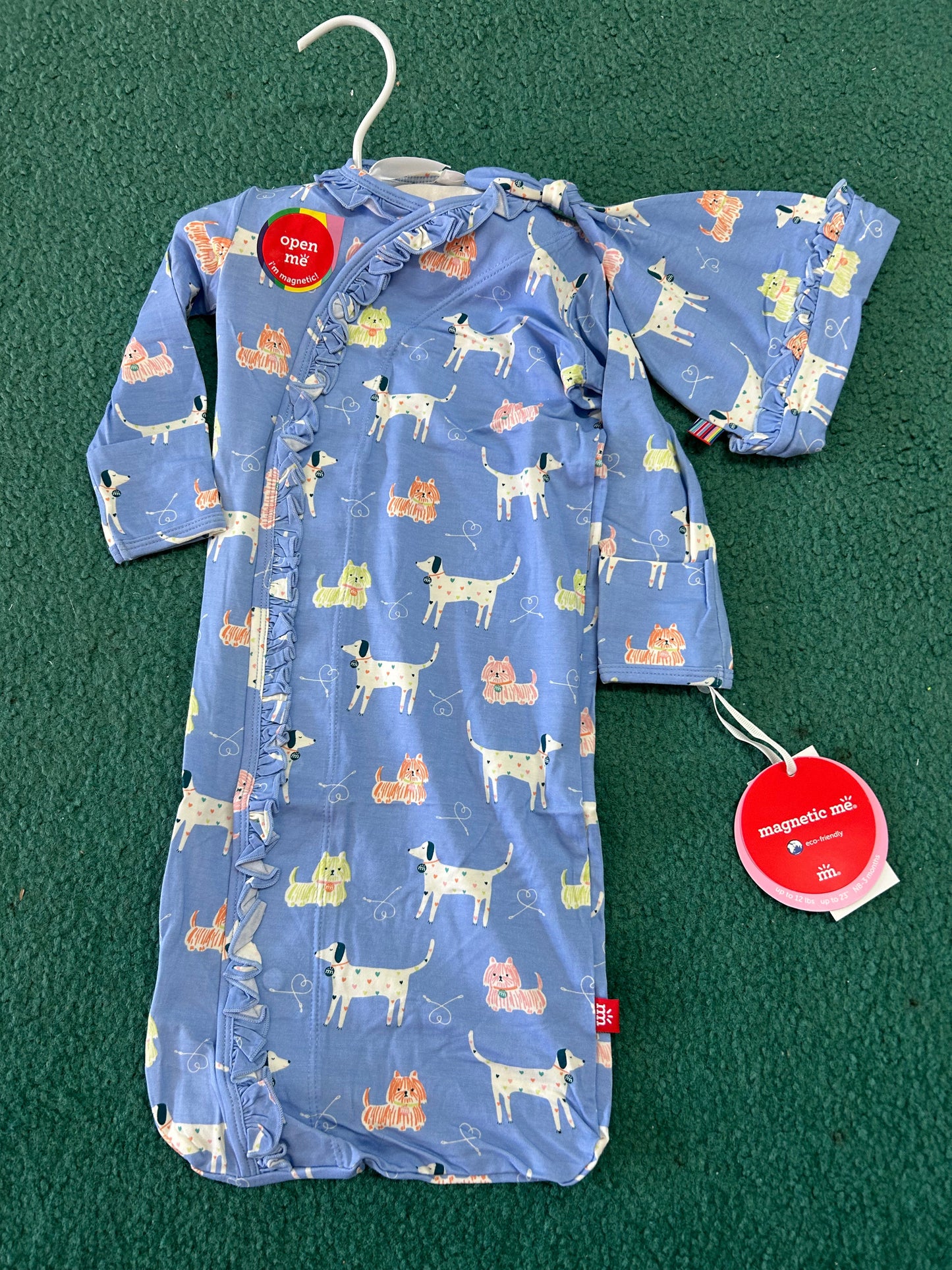 Magnetic Me Leash on Life ruffle gown with ruffle hat