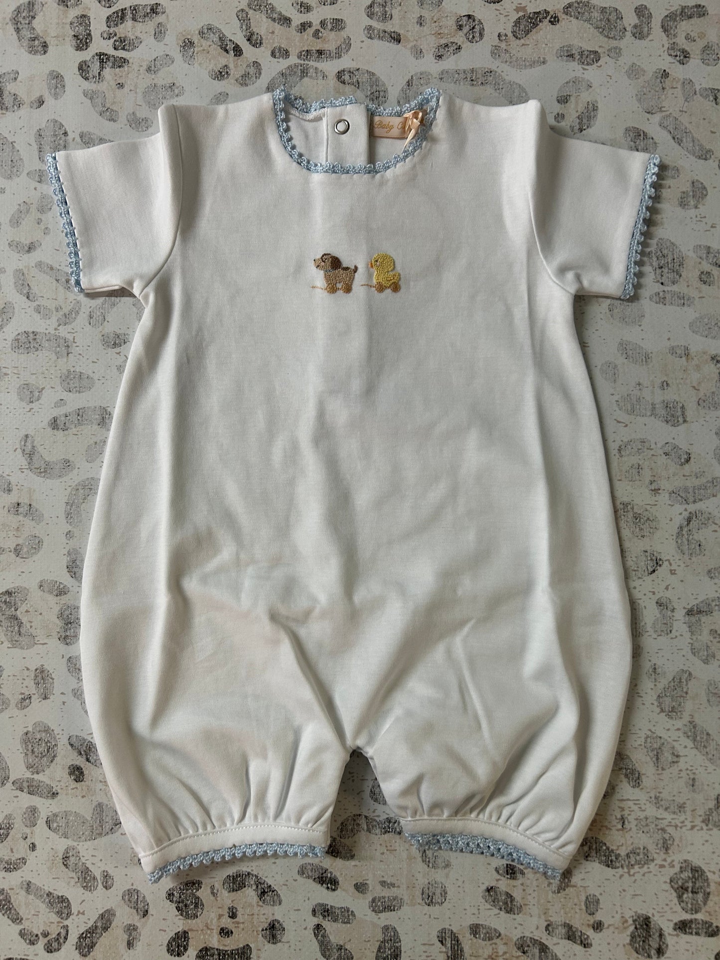 Baby Club Chic Sweet toys Romper with crochet trim