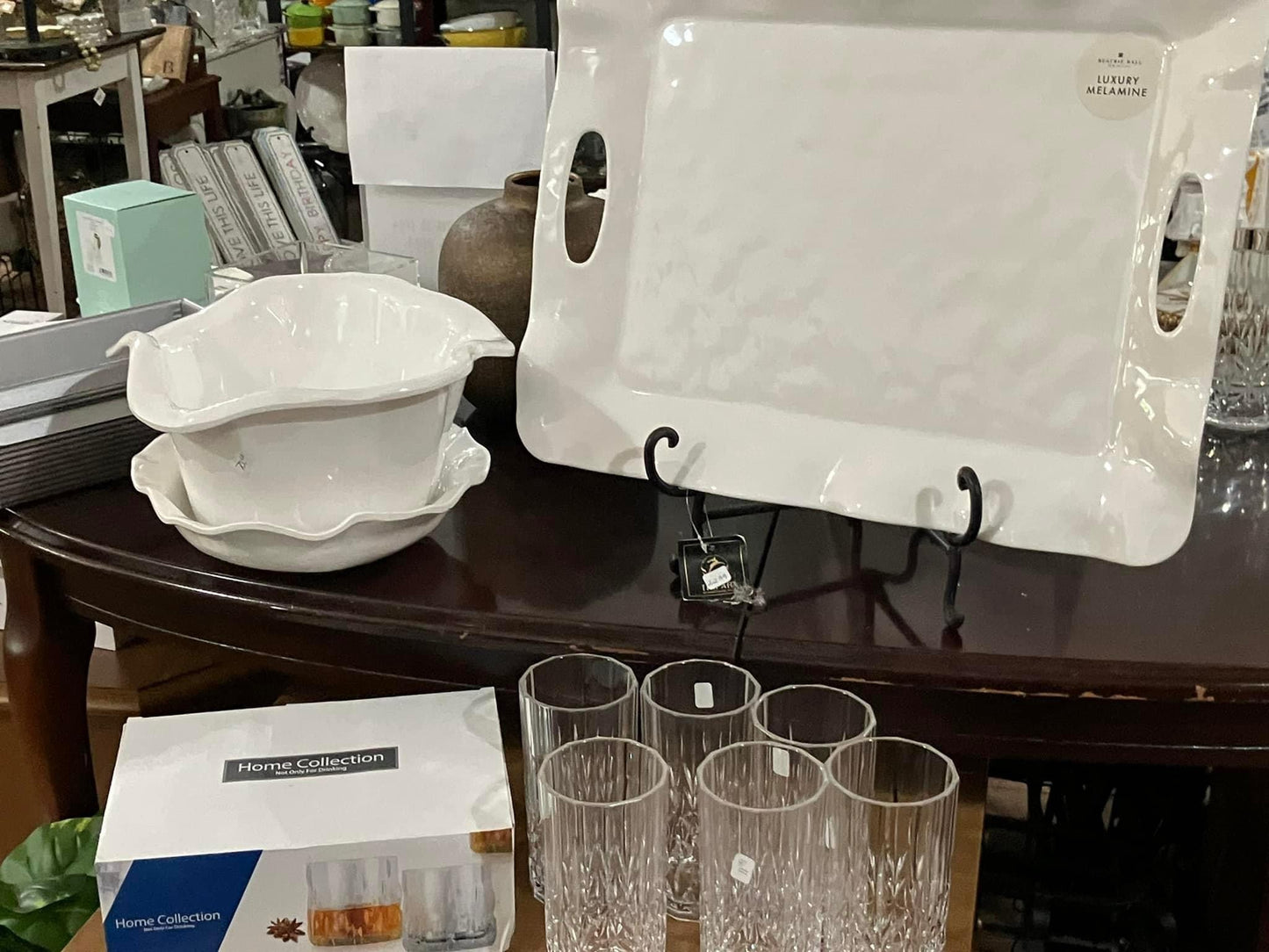 Beatriz Ball Serving Pieces, Acrylic Glasses, Set of Lowball Glasses - O'Dell/Duke