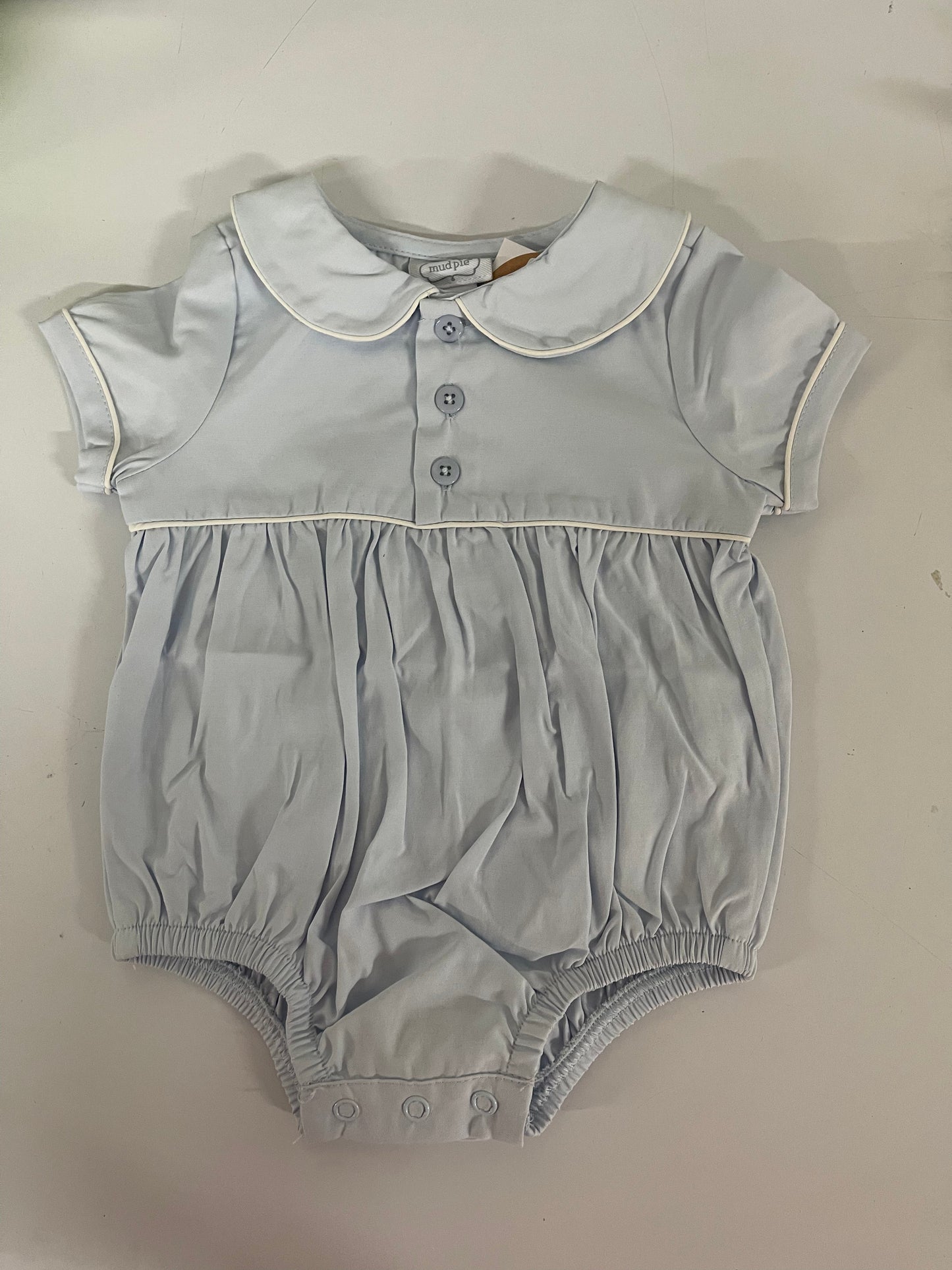 Mudpie Blue Collared Poplin Bubble