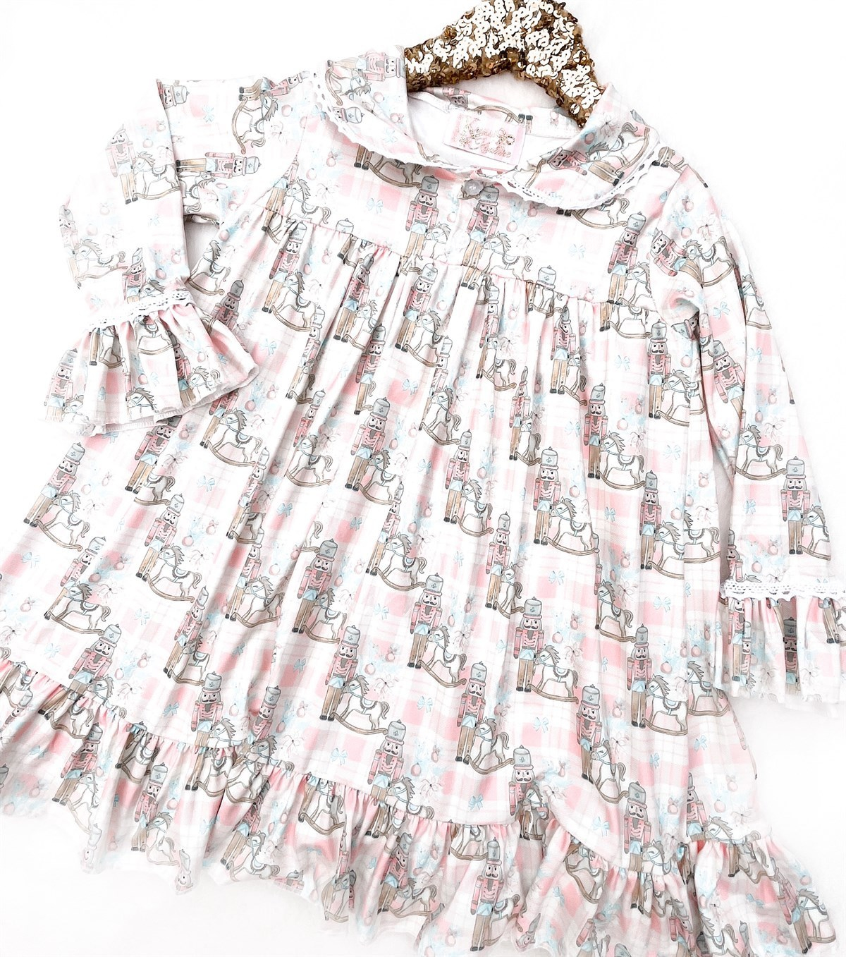 Girls Vintage Night Gown - Pink Nutcracker + Horse