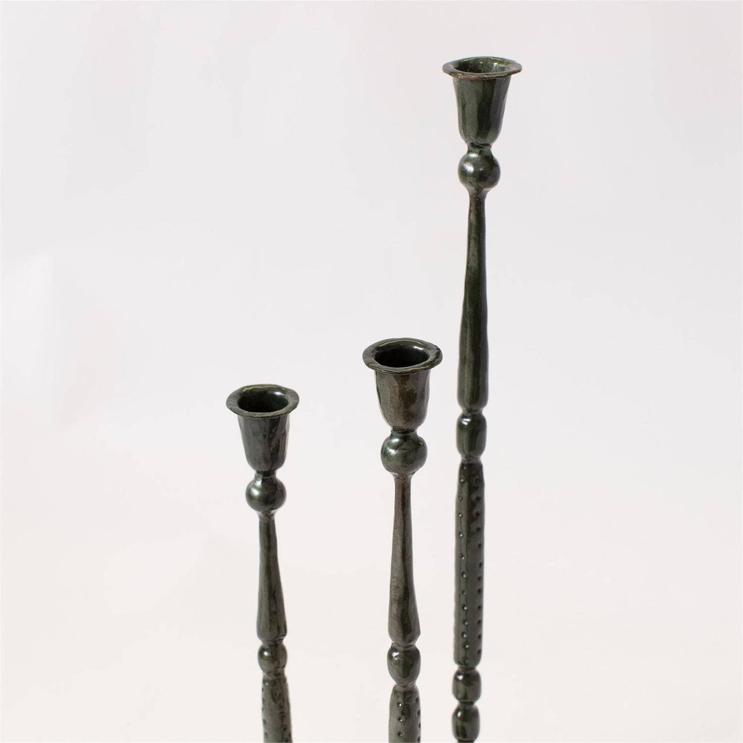 Candle Holder - Dk Green Enamel