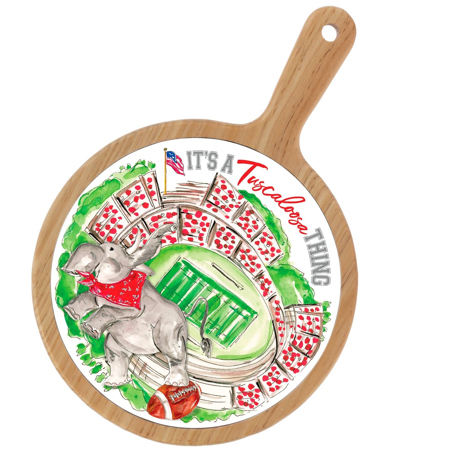 Red Elephant Stadium Collegiate Bamboo Ceramic Cheese Board