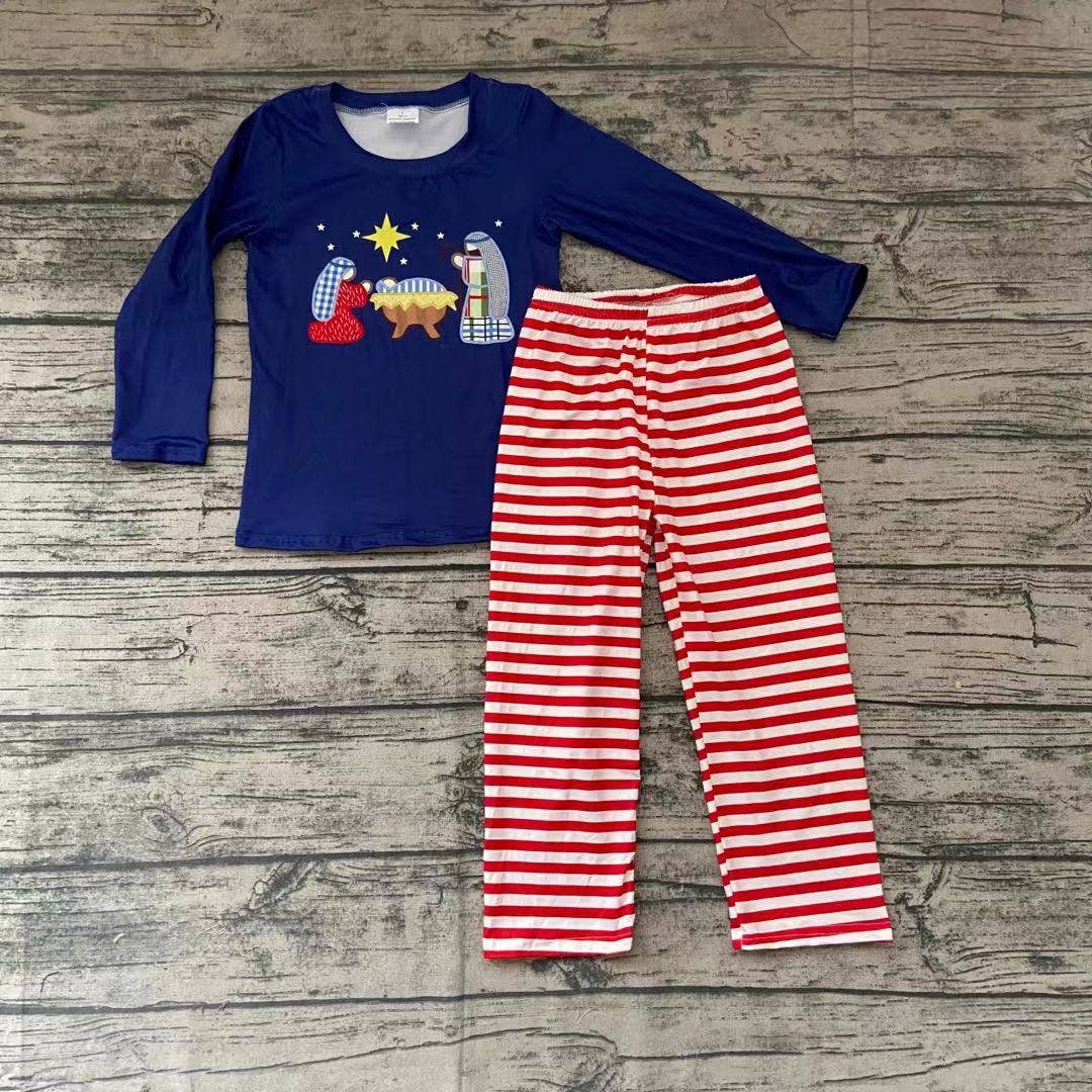 Boys Navy Christmas nativity outfit sets