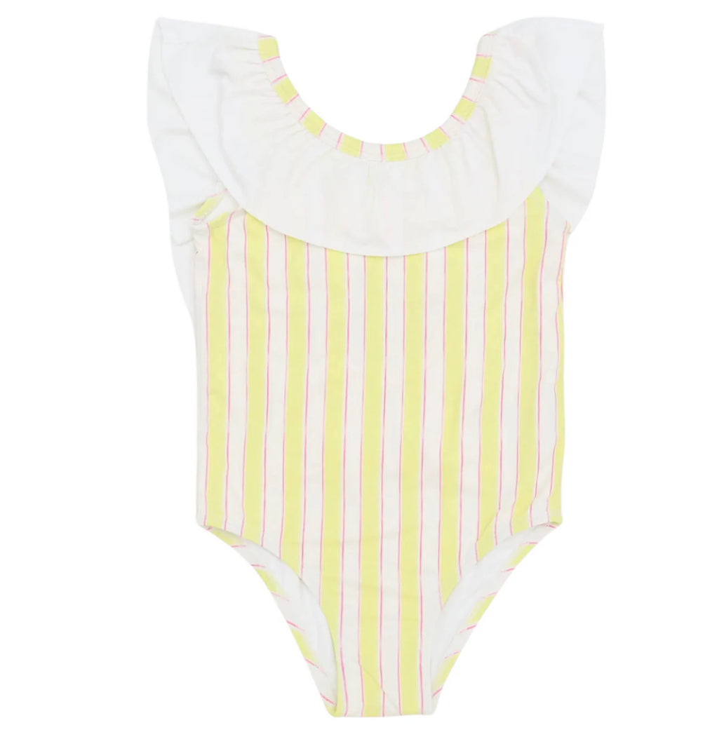 Hamner Hill Girls Yellow Flutter One Piece Swimsuit