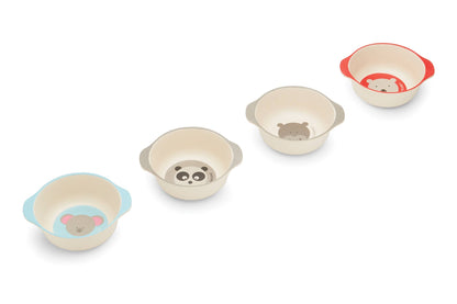Red Rover Bamboo Animal Bowls, Set of 4, 4.5" x 5.25"