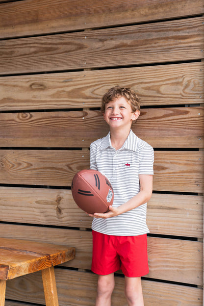 Marco Boys Performance Polo White Stripe