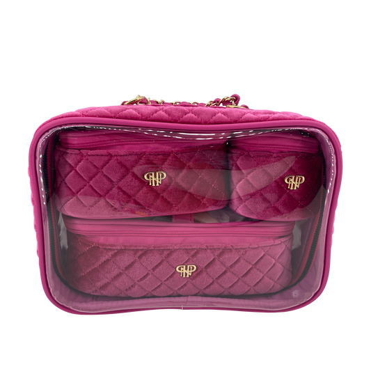 PurseN Trio Jet Setter - Fuchsia Velvet
