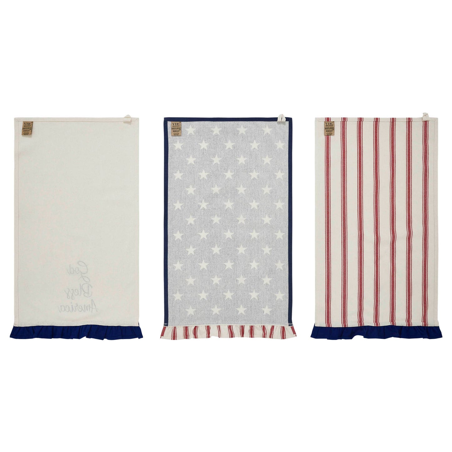 Hatteras Stars GBA Ruffled Tea Towel Set of 3