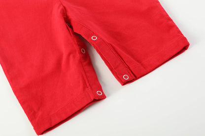 Red Corduroy Christmas Smocked Overalls