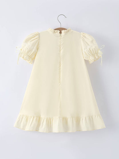 Embroidered Lace Girls' Short-sleeved Dress