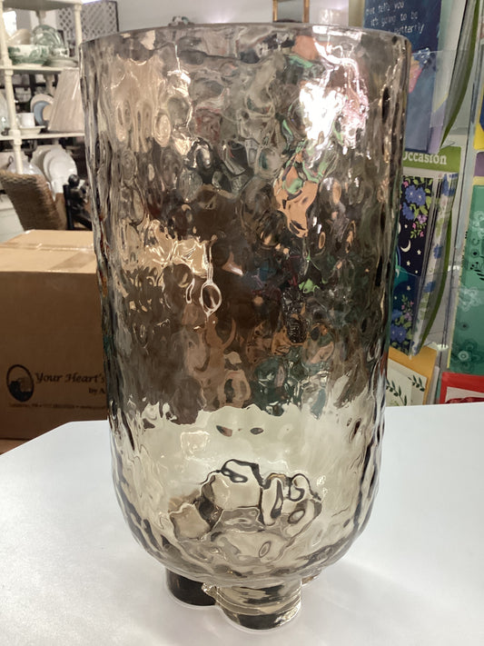Smokey Amber Hammered Glass Vase