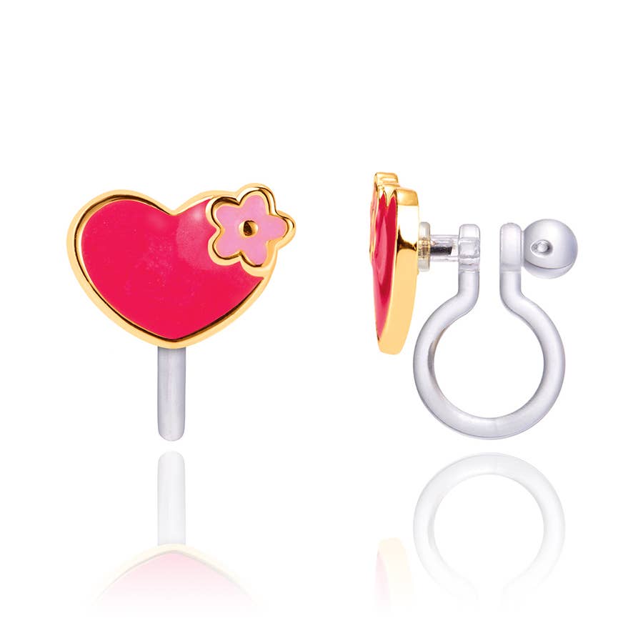 CLIP ON Cutie Earrings | Hearts & Flowers | Valentines Day