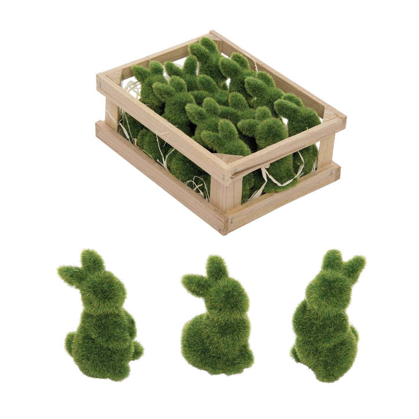 Easter Flocked Bunny Decorative Figurine Set 12