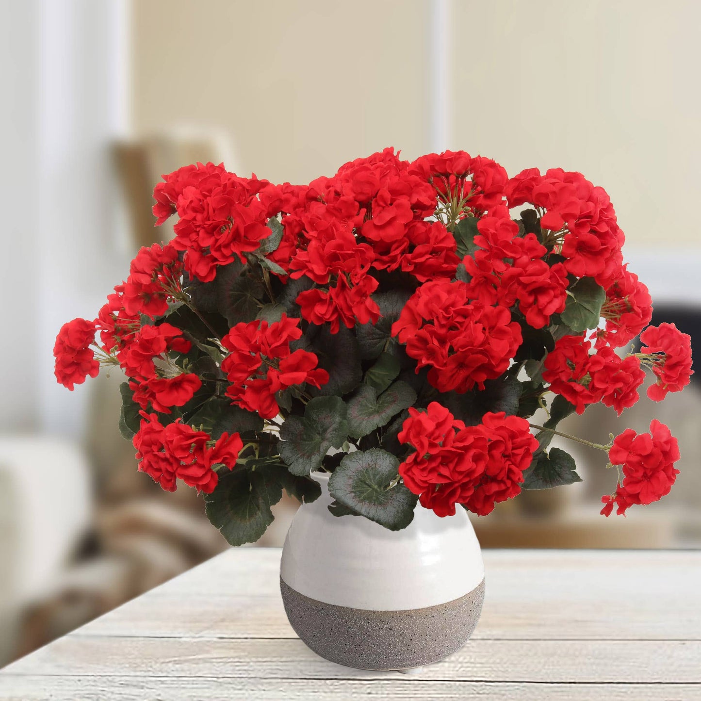 18-Inch Red Geranium Artificial Flower