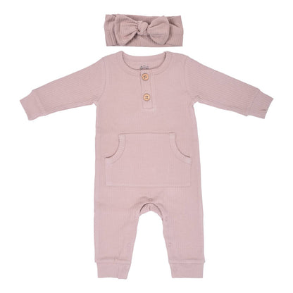 Baby Ribbed Playsuit with Pockets and Bow