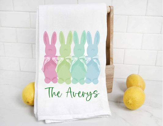 Personalized Flocked Easter Bunny Tea Towel