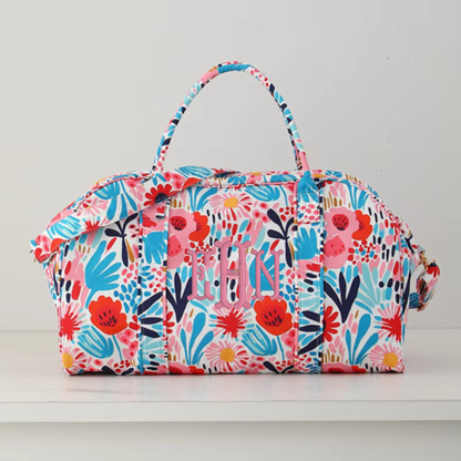 Floral Weekender Duffel Bag Abstract Bloom