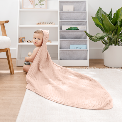 Hooded Baby Towel, 6 Layer 100% Muslin Cotton by Comfy Cubs