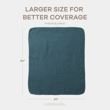 Muslin Blanket for Adults, 6-Layer Bedding by Comfy Cubs