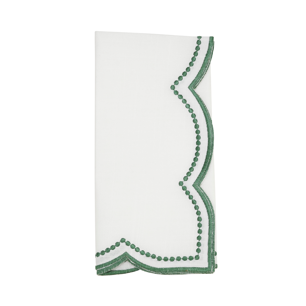 Green Embroidered Polka Dot 20" Dinner Napkin