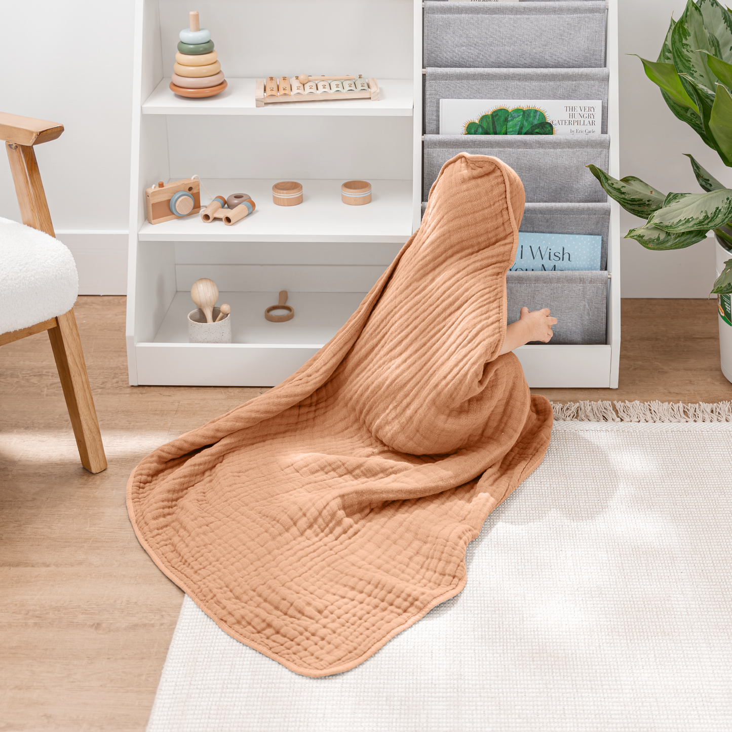Hooded Baby Towel, 6 Layer 100% Muslin Cotton by Comfy Cubs