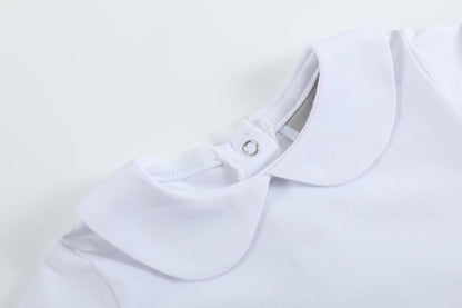The Perfect Onesie - White Collar Baby Romper Girl or Boy