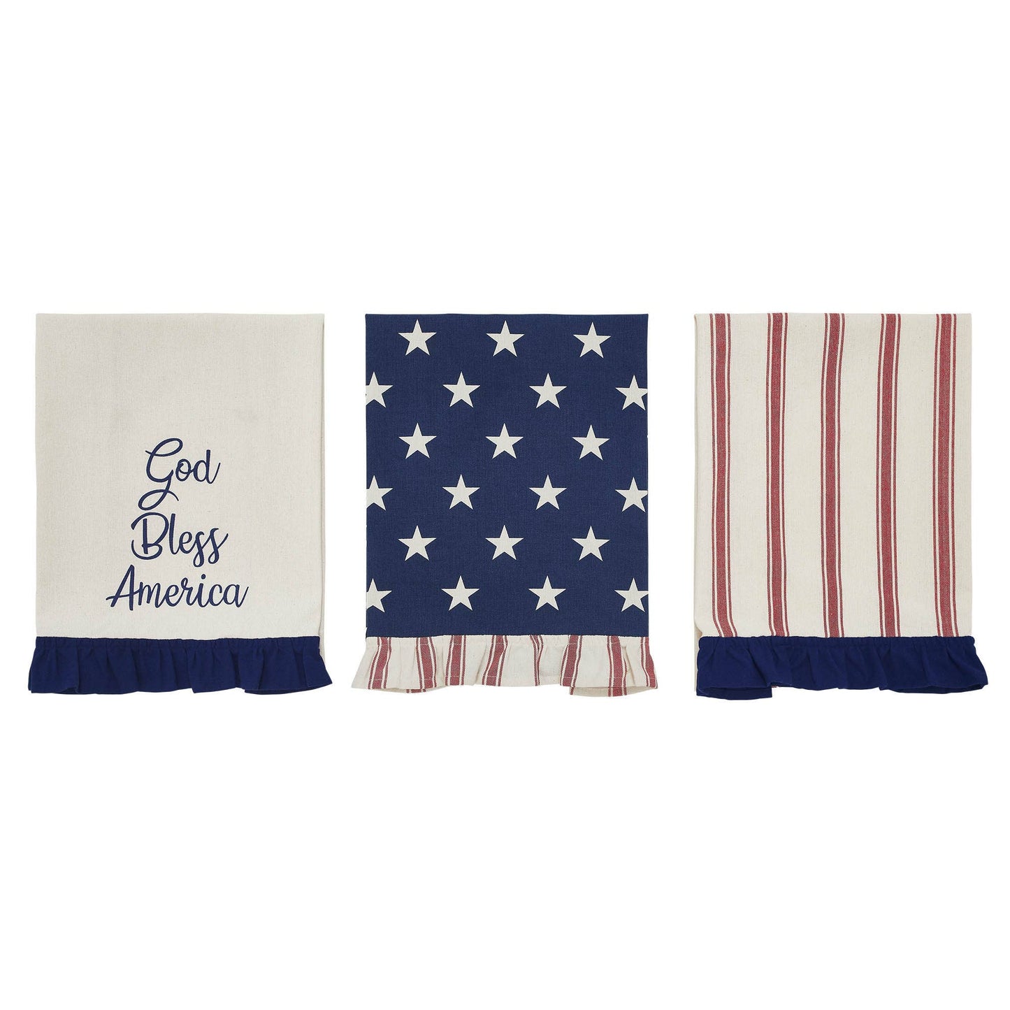 Hatteras Stars GBA Ruffled Tea Towel Set of 3