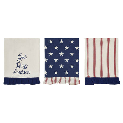 Hatteras Stars GBA Ruffled Tea Towel Set of 3