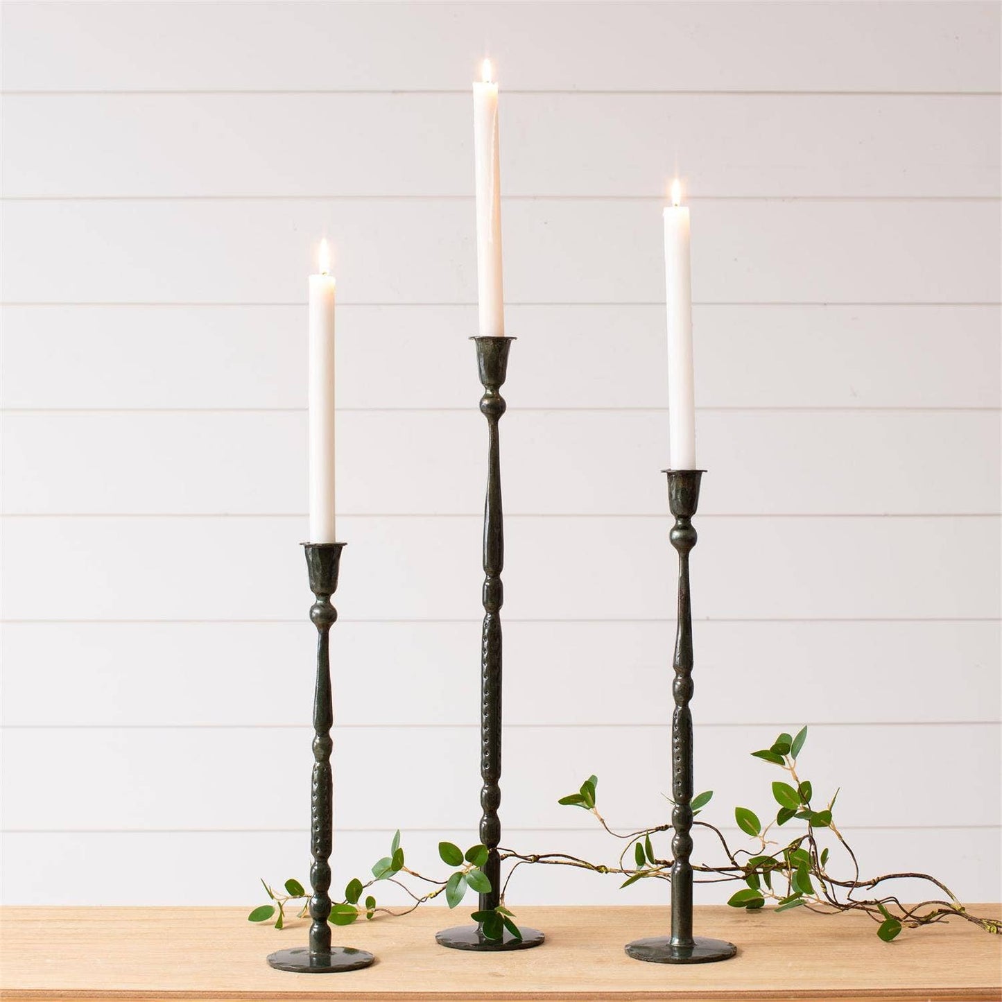 Candle Holder - Dk Green Enamel