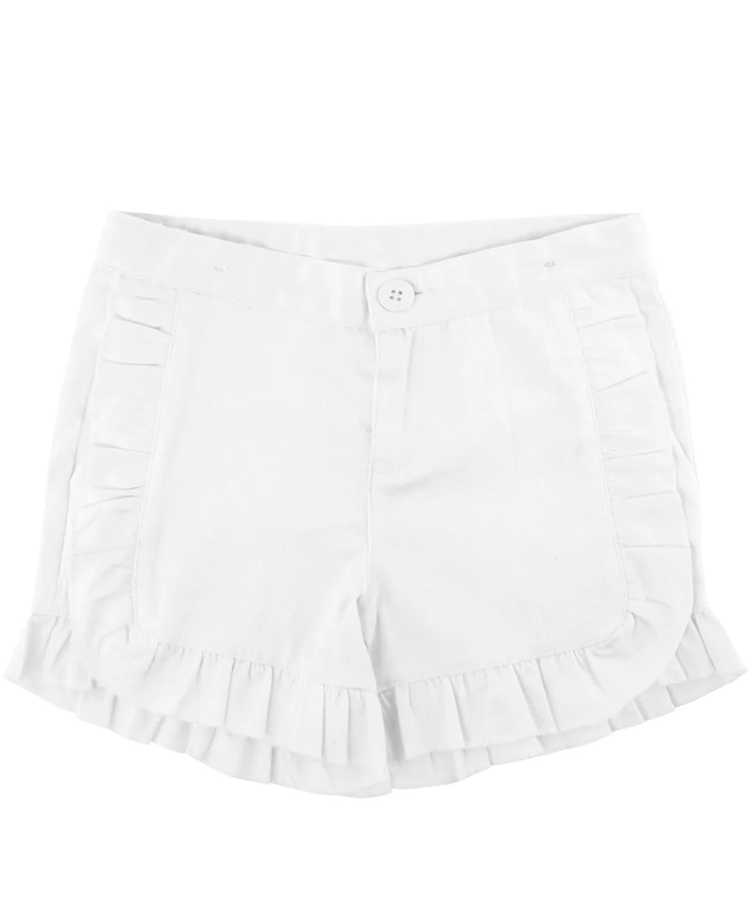 Ruffle Butts White Ruffle Trim Woven Kids Shorts