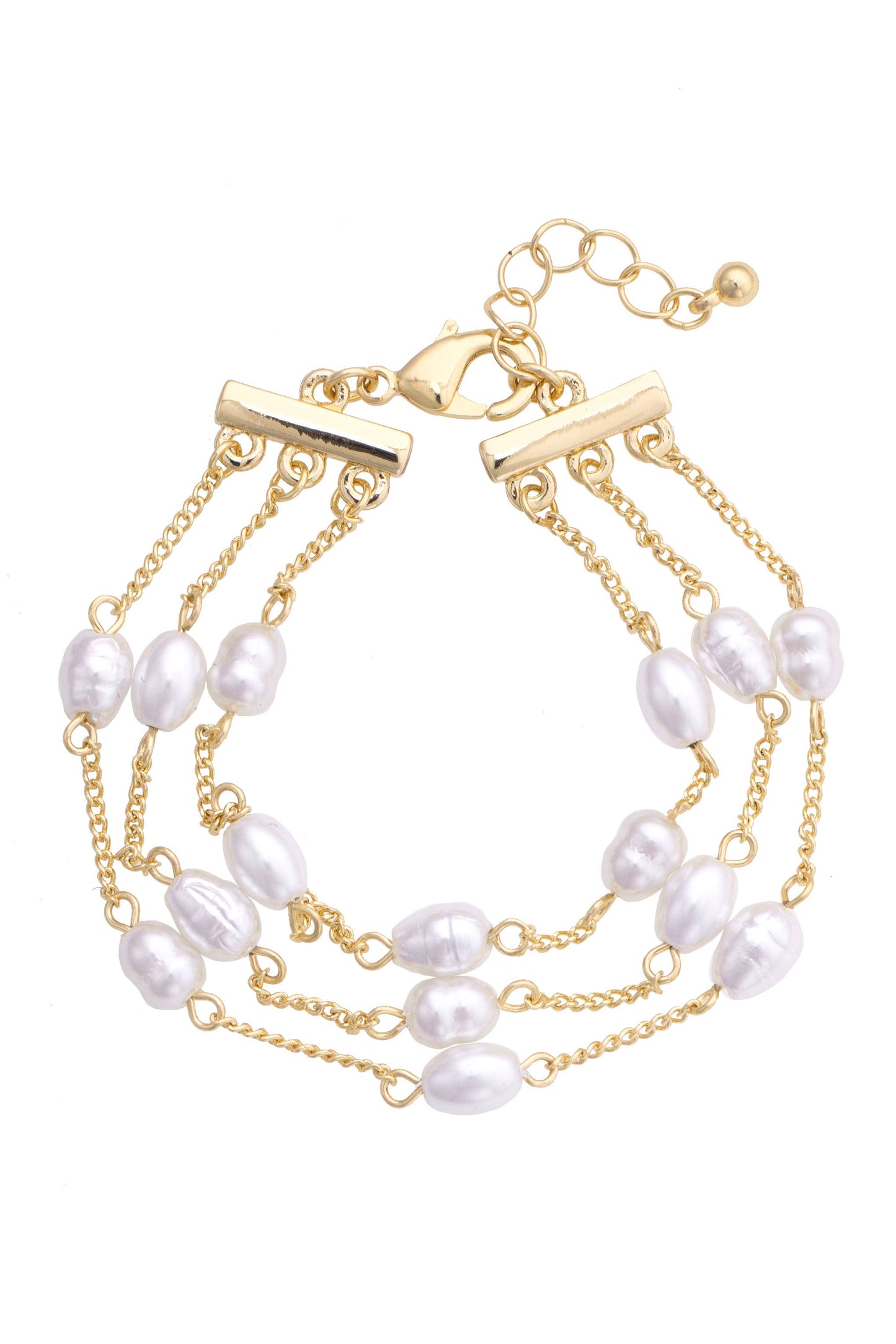 Calypso Layered Freshwater Pearl Bracelet in Shiny Gold