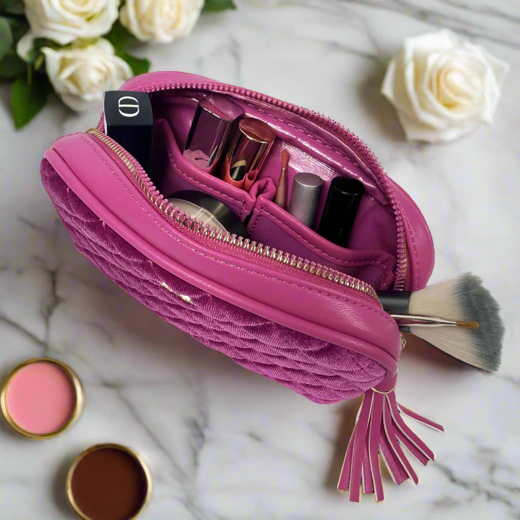 PurseN Glam Makeup Case - Fuchsia Velvet