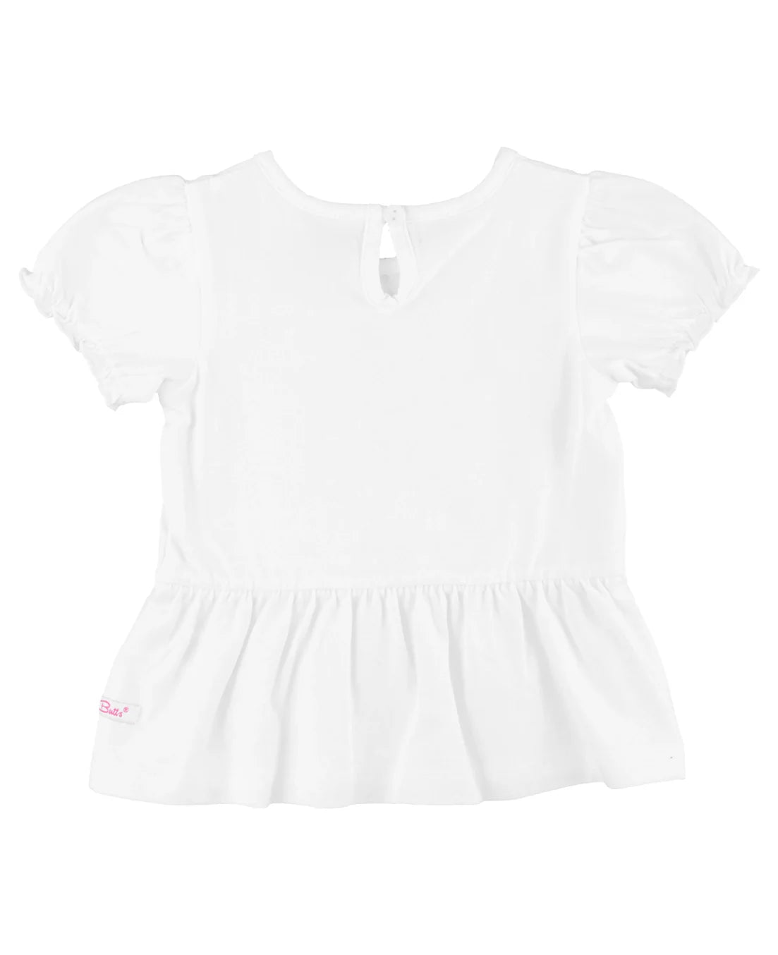 Ruffle Butts White Knit Puff Sleeve Peplum Top