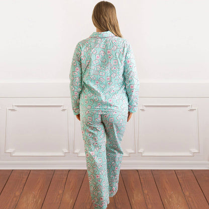 Mahjong Stripe PJ Set with Pants & Long Sleeve Top